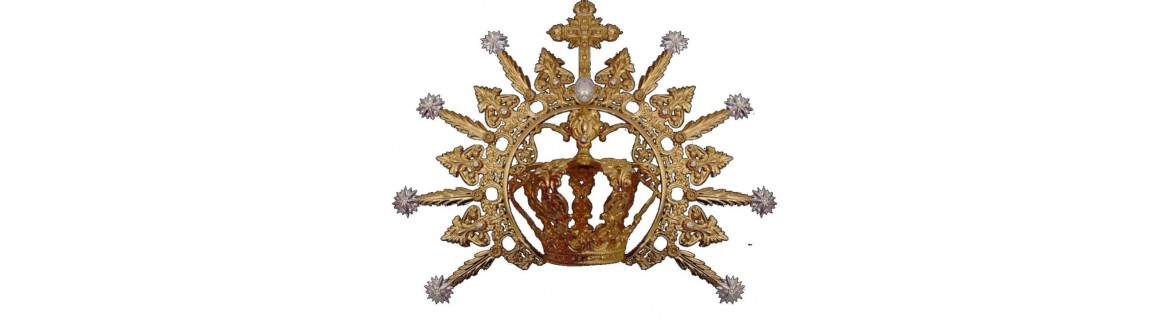 Corona para virgen, con estrellas, repujada y dorada o plateada
